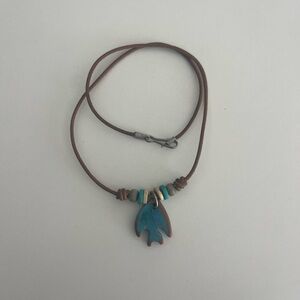 Leather necklace with fish charm